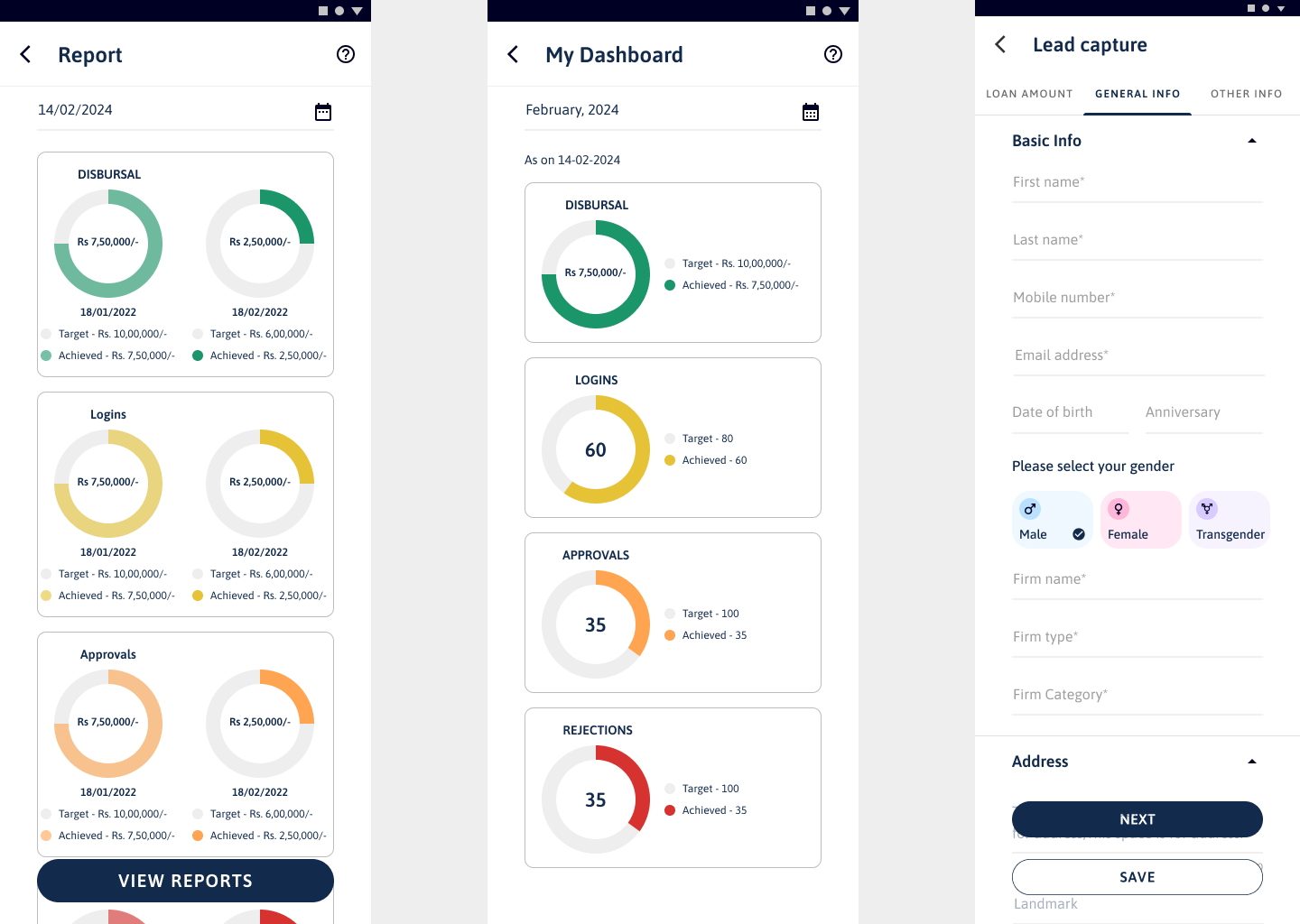 Image showing UI/UX design of a Financial mobile application