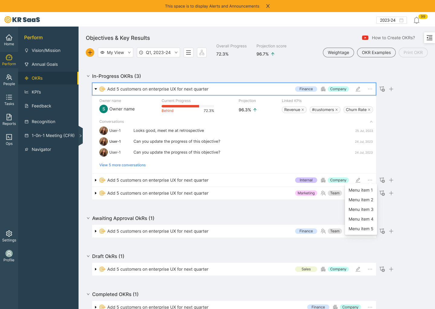 Image showing OKR software UI/UX design