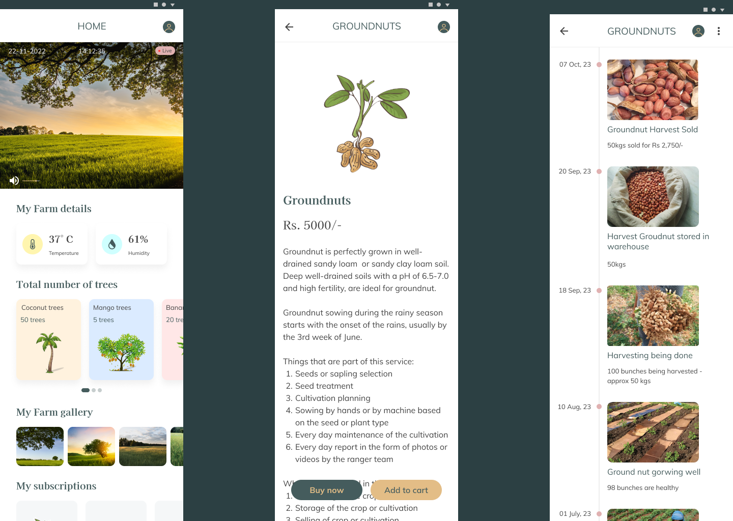 Image showing UI/UX design of Managed farmland mobile application